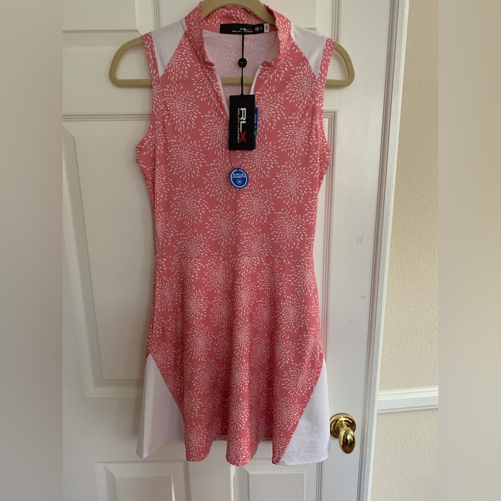 NWT Ralph Lauren Dress: Pink/White Floral, White Colorblock on Sides, XS